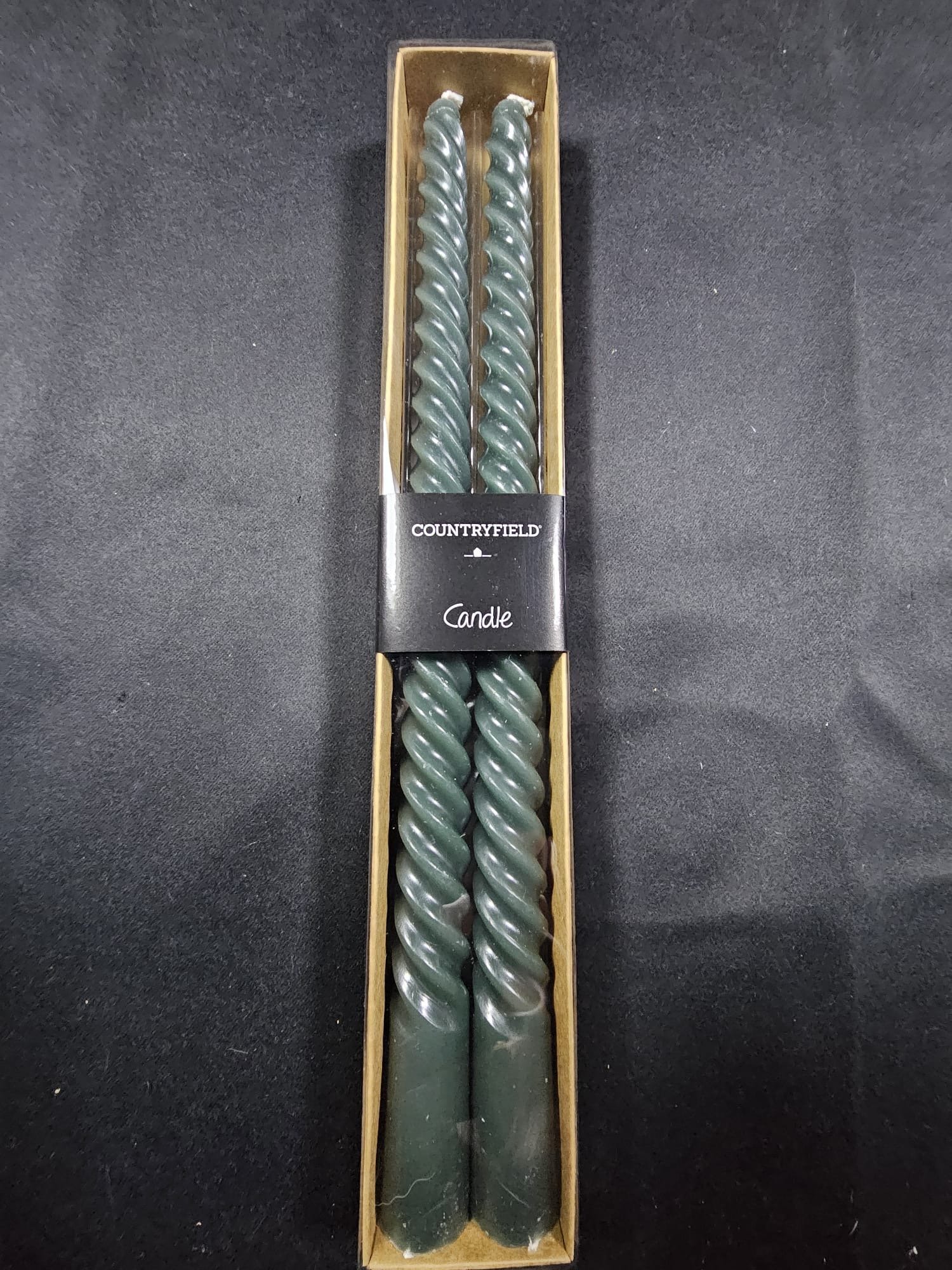 Countryfield dinerkaarsen Twirly groen