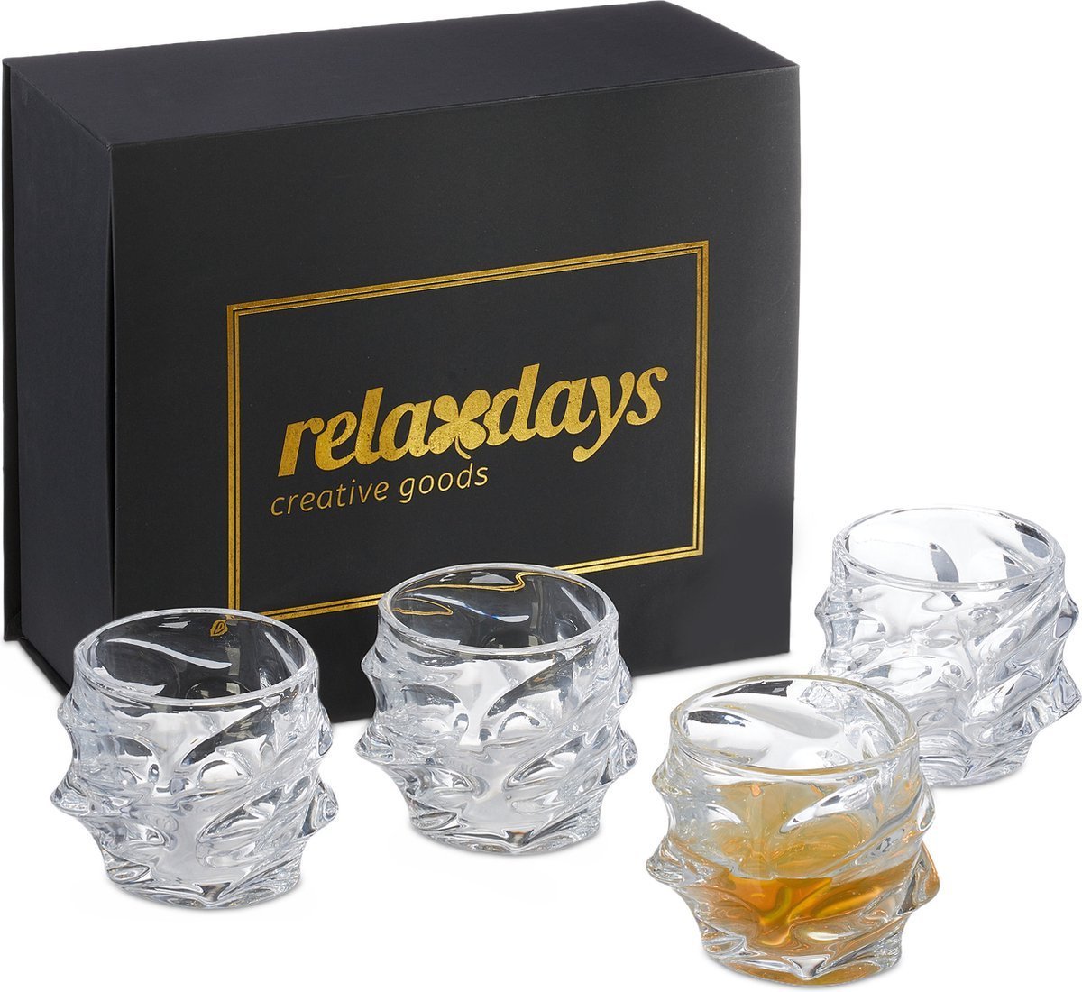 Relaxdays whiskeyglazen set - 4-delig