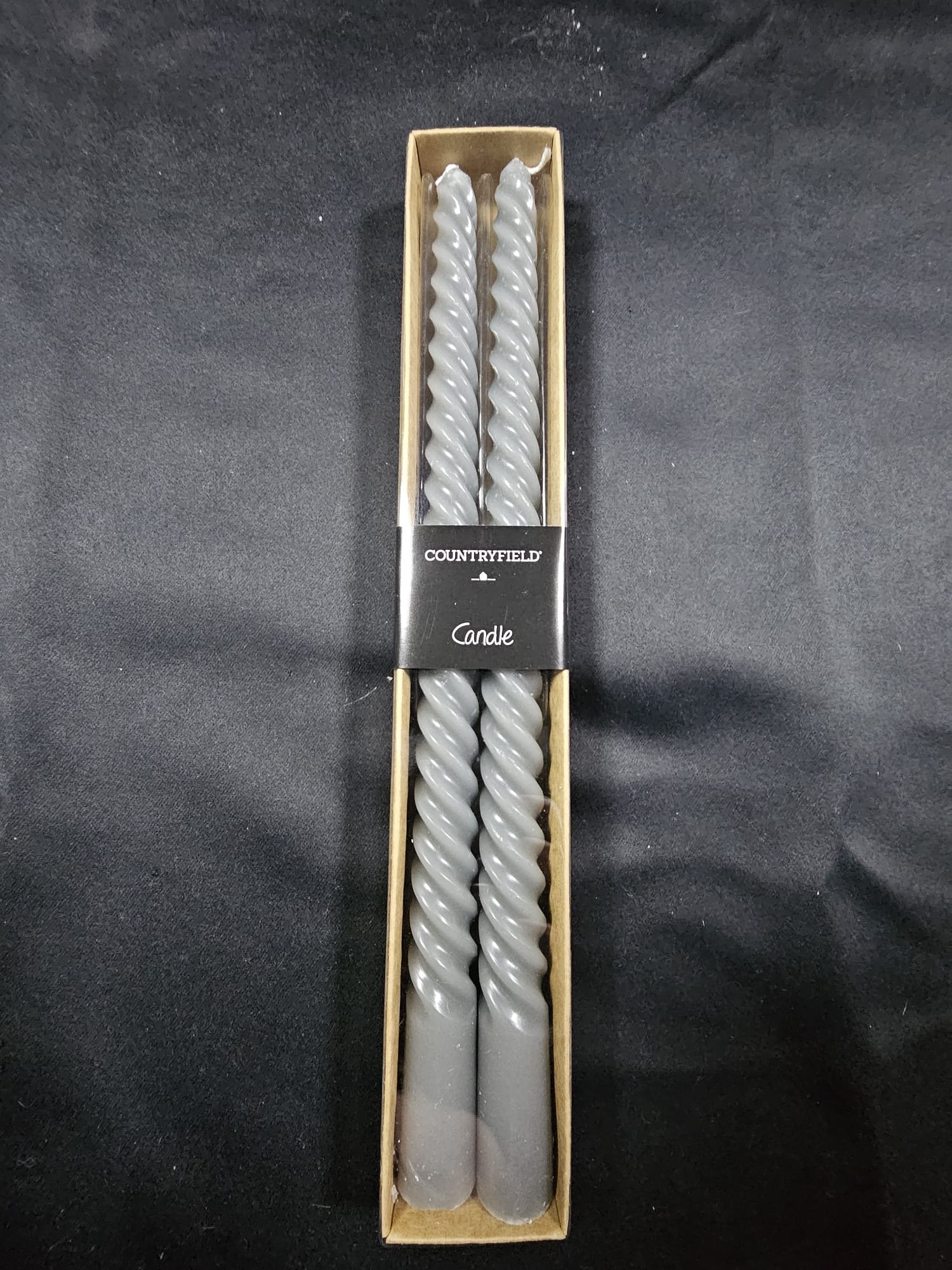 Countryfield dinerkaarsen Twirly grijs