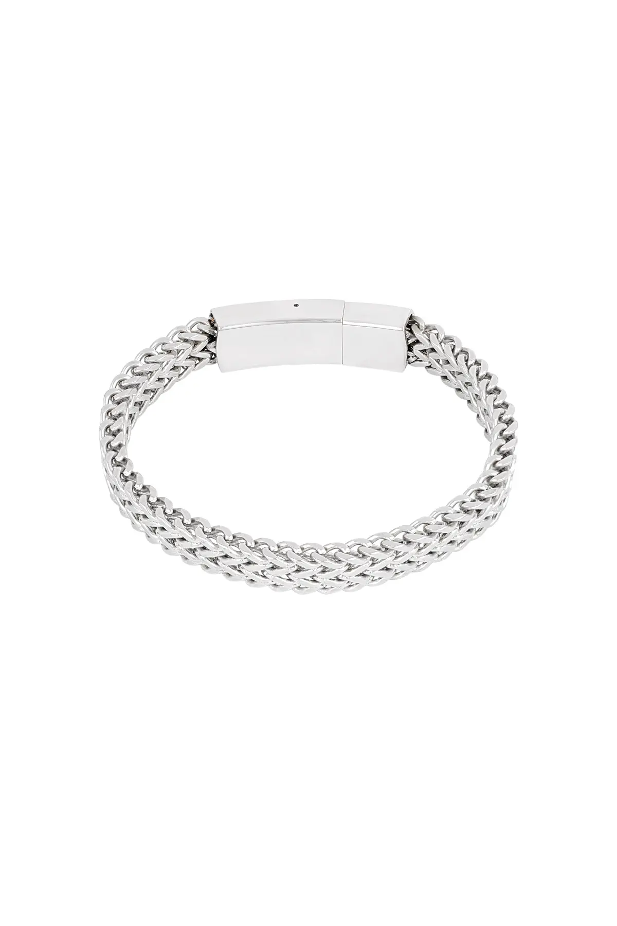 Heren armband steel stripe - zilver