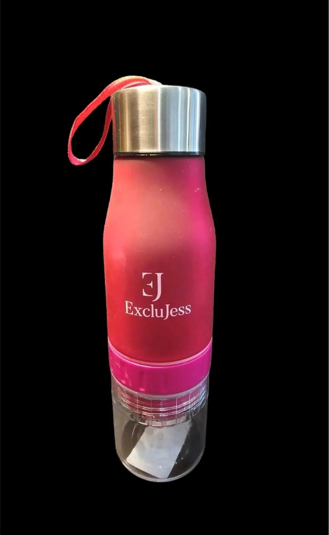 Roze drinkfles met fruitpers