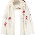 Geborduurde zomer sjaal- off white