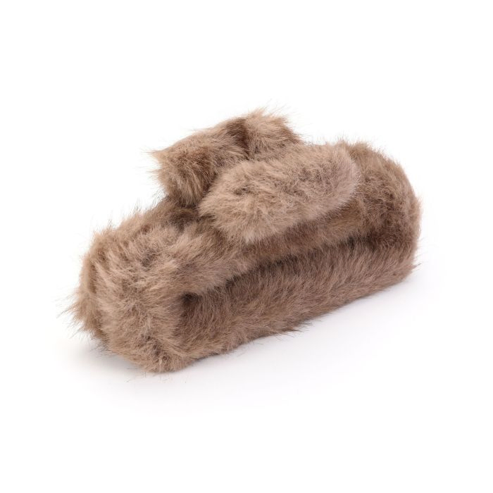 Faux fur haarklem- Khaki