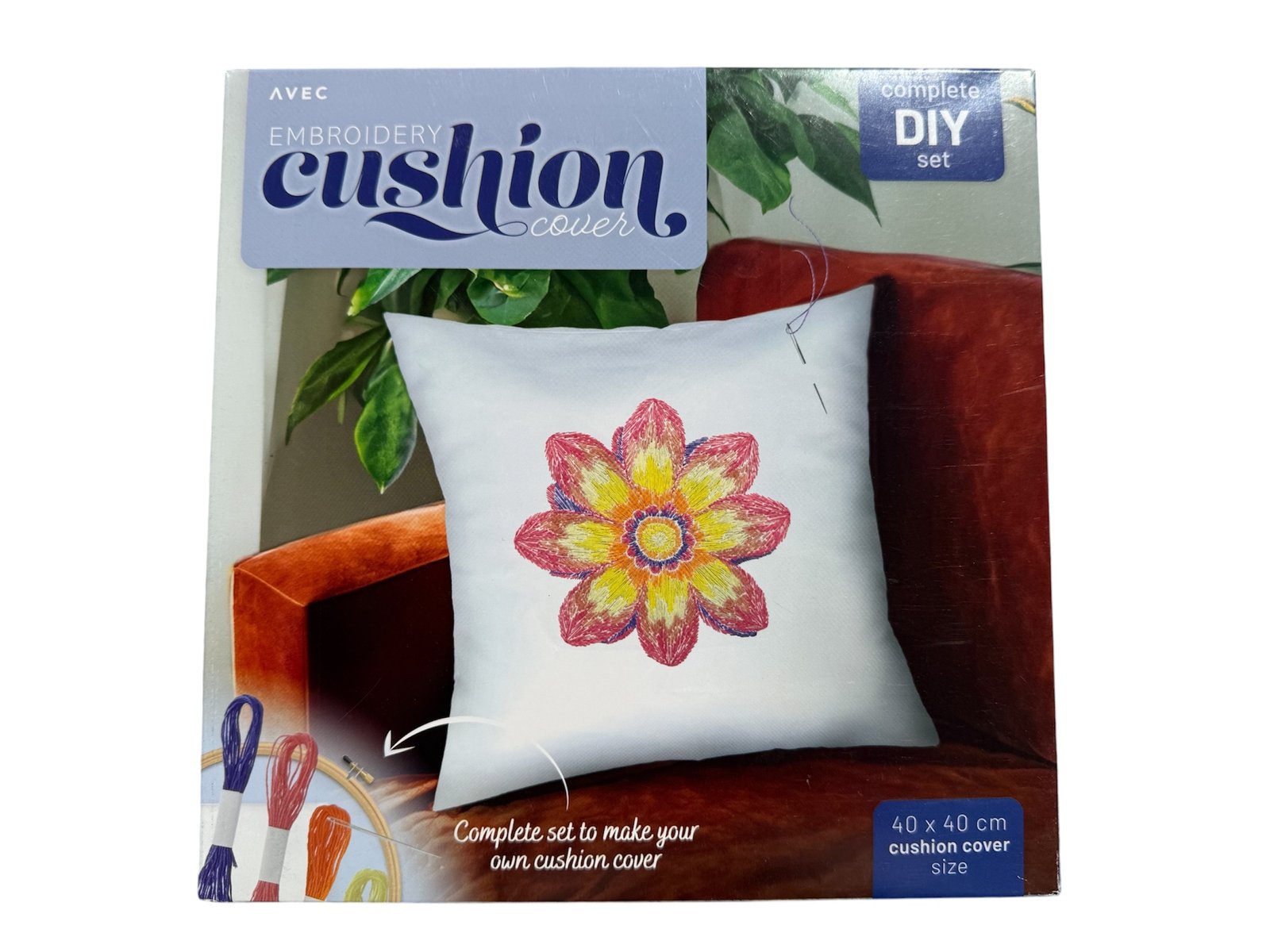 Borduur set, kussensloop bloemen.