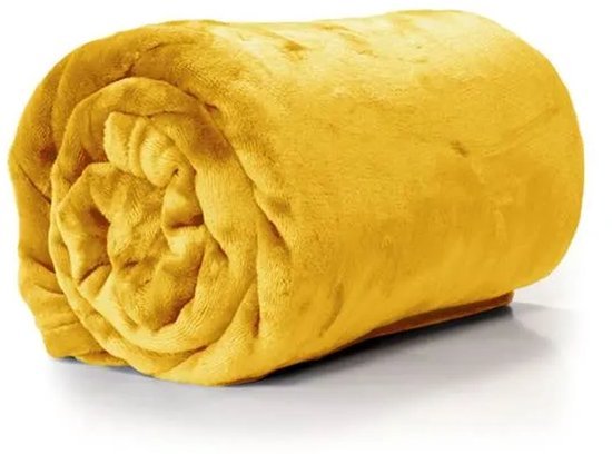Coral fleece deken- geel