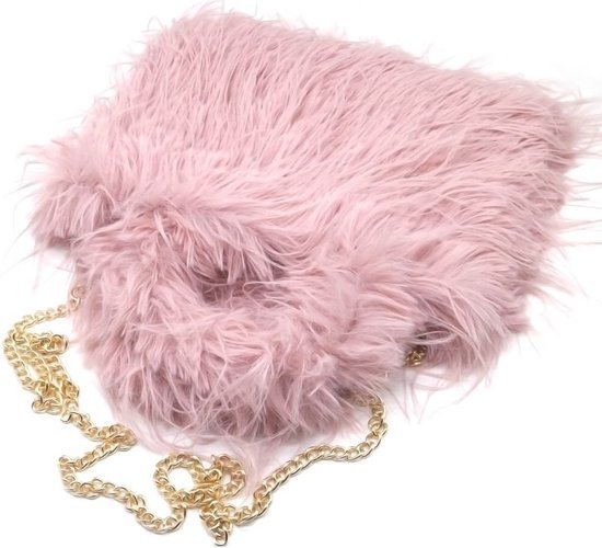 schoudertas - fluffy- licht roze