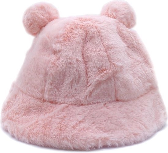 Fluffy winter muts - Roze muts - Bucket hat