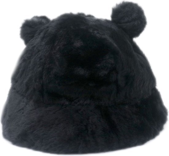 Fluffy winter muts - Zwarte muts - Bucket hat